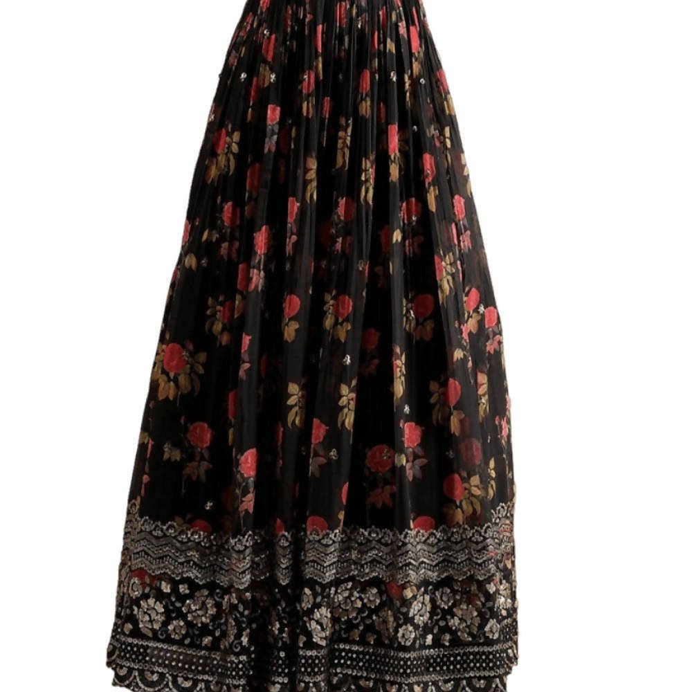 Arfa Fashion House Designer Georgette Black Gown