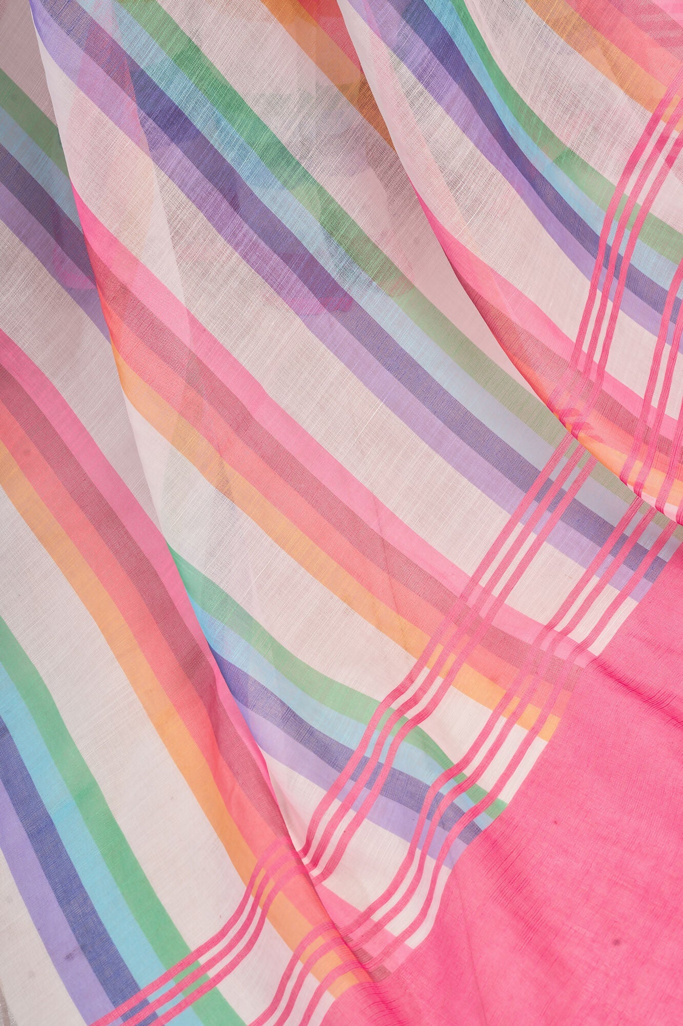 Vastranavya Rainbow Digital Printed Linen Ready To Wear Designer Saree with Unstitched Blouse - Distacart