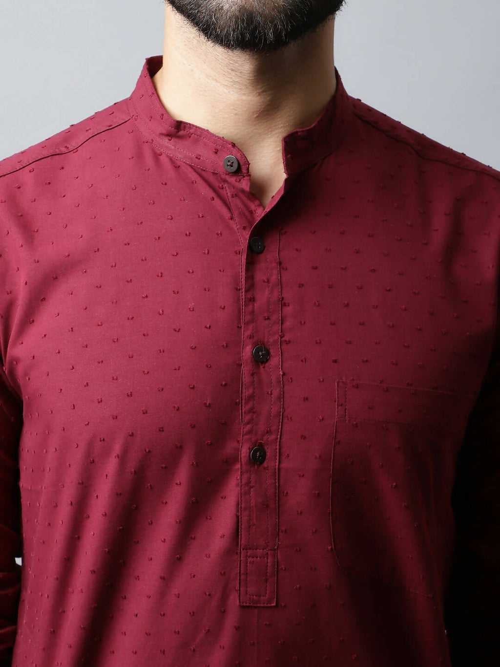 Even Apparels Maroon Color Linen Pure Cotton Men's Kurta With Side Placket (SLD1182) - Distacart