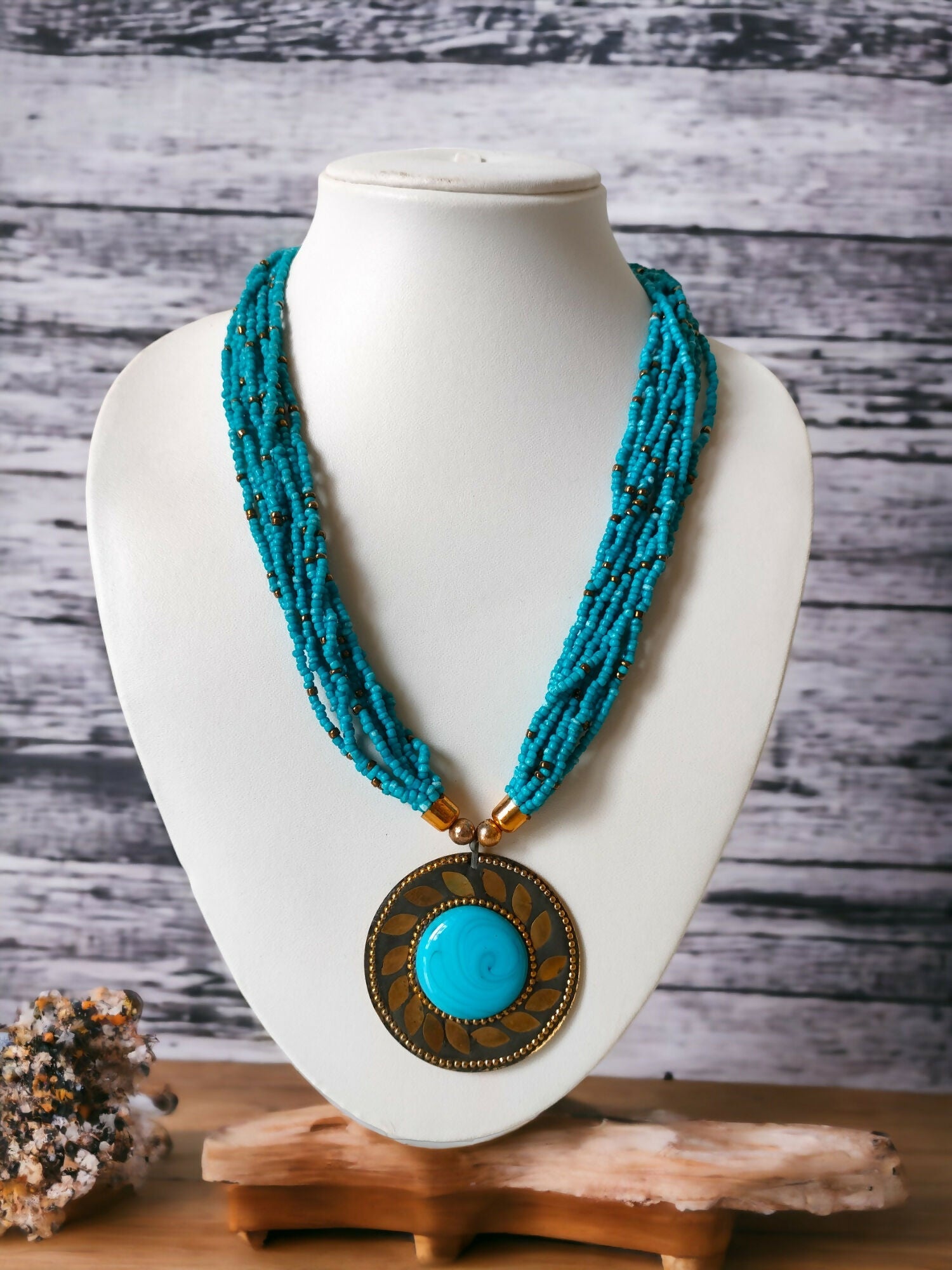 Inhanns Everyday Statement Beaded Pendant Necklace - Sky Blue