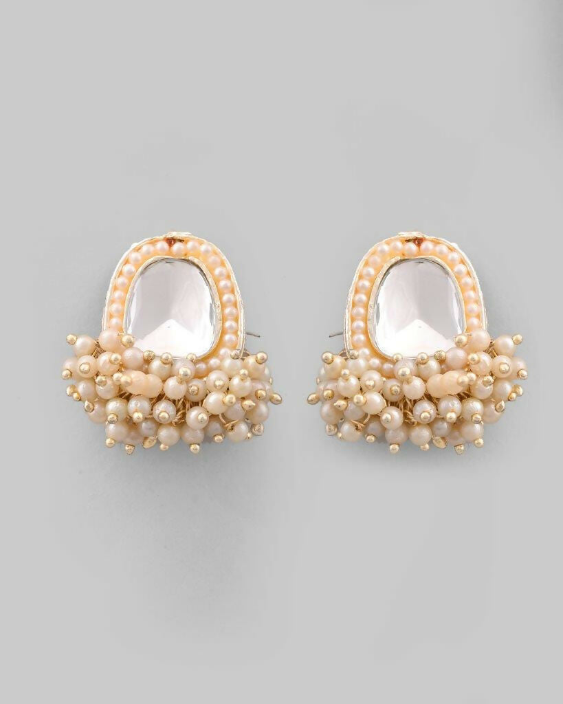 VOJ Gold-Polished Kundan Studded Choker And Earrings Set
