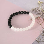 NVR Men & Women Black & White Marbel Crystal Elasticated Bracelet - Distacart