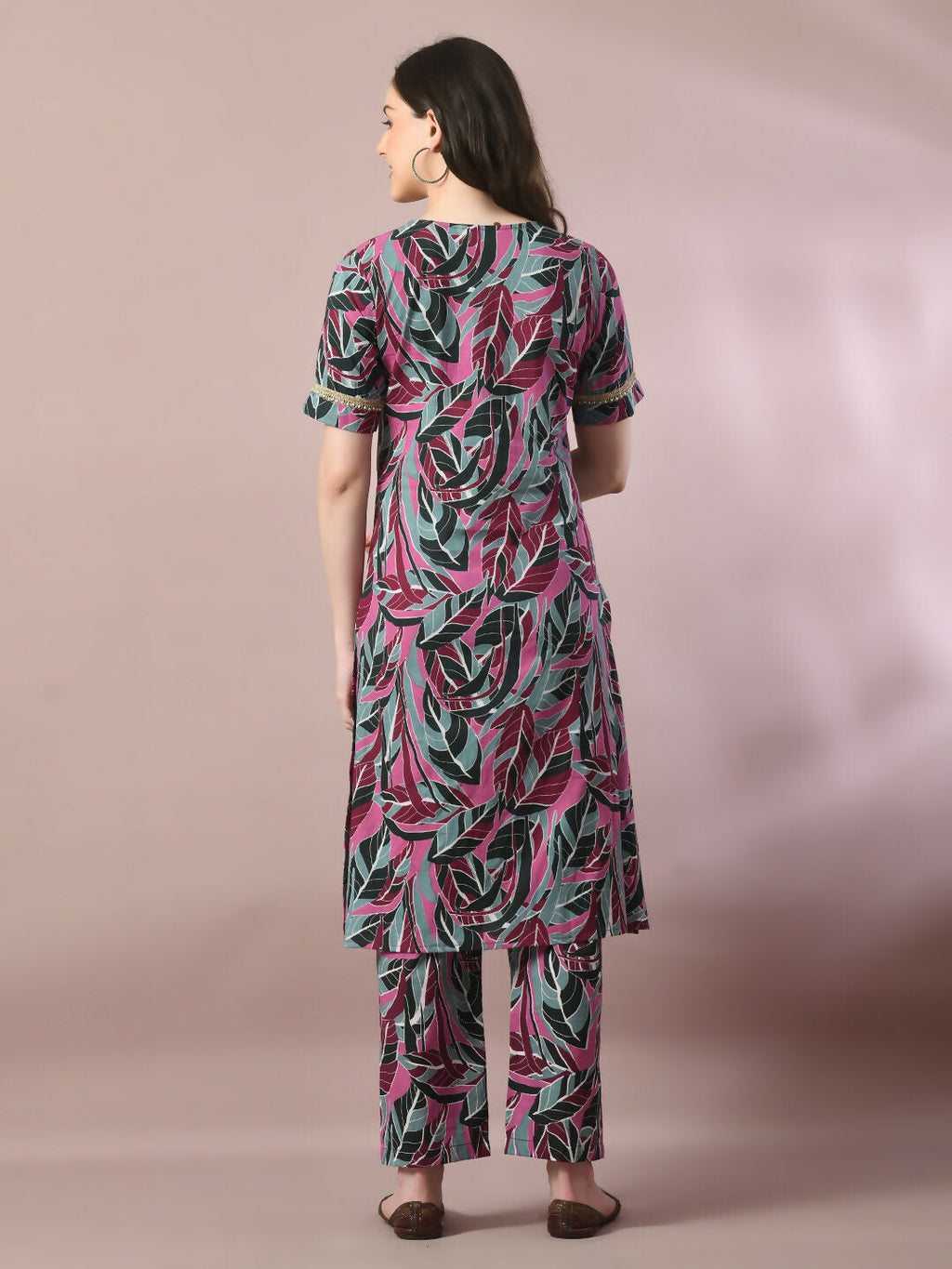 Myshka Women's Multi Printed Cotton Straight Party Kurta Set