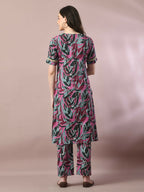Myshka Women's Multi Printed Cotton Straight Party Kurta Set