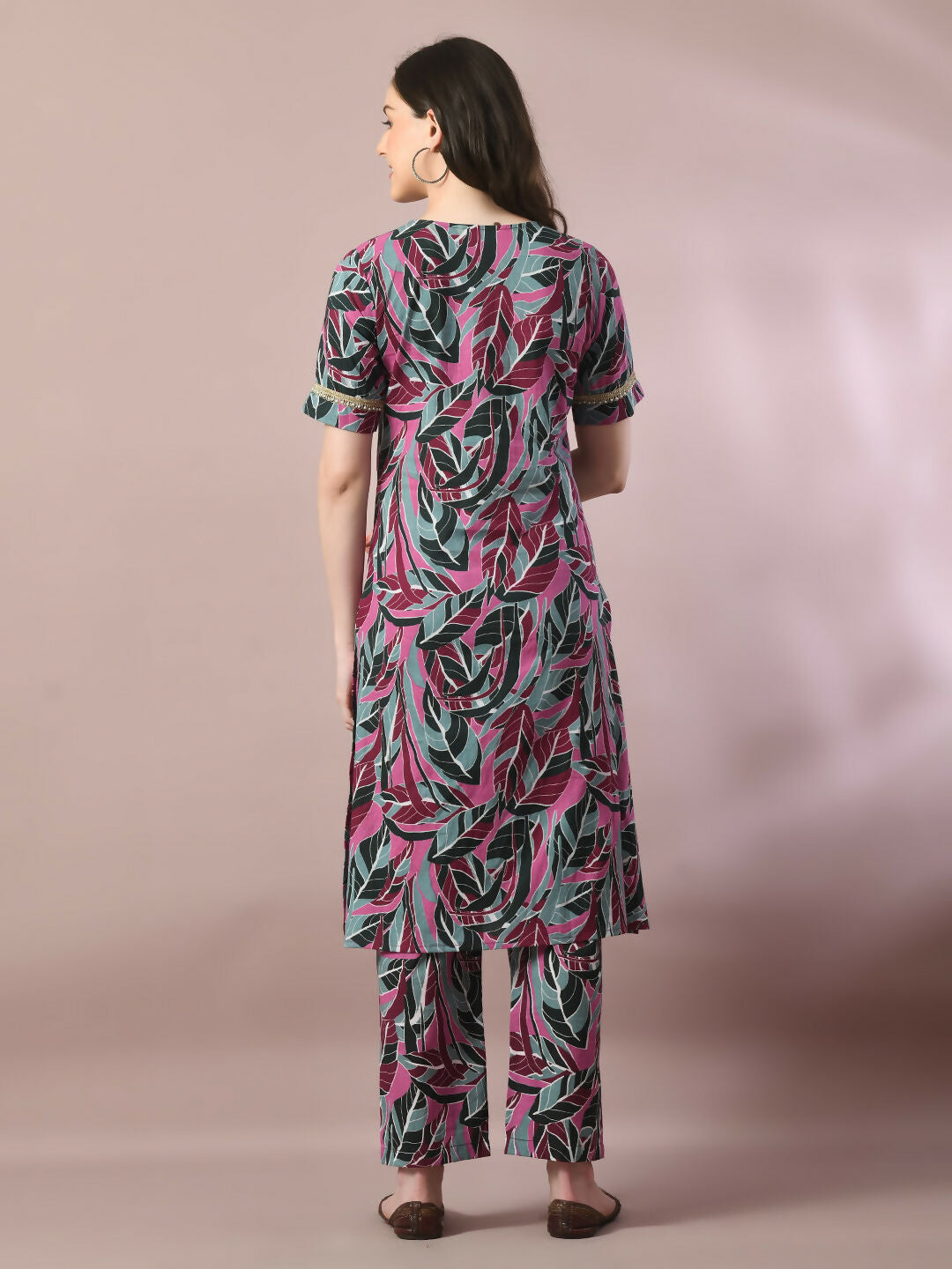Myshka Women's Multi Printed Cotton Straight Party Kurta Set