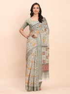 Shree Shyam Fashion Linen Cotton White Saree - Distacart