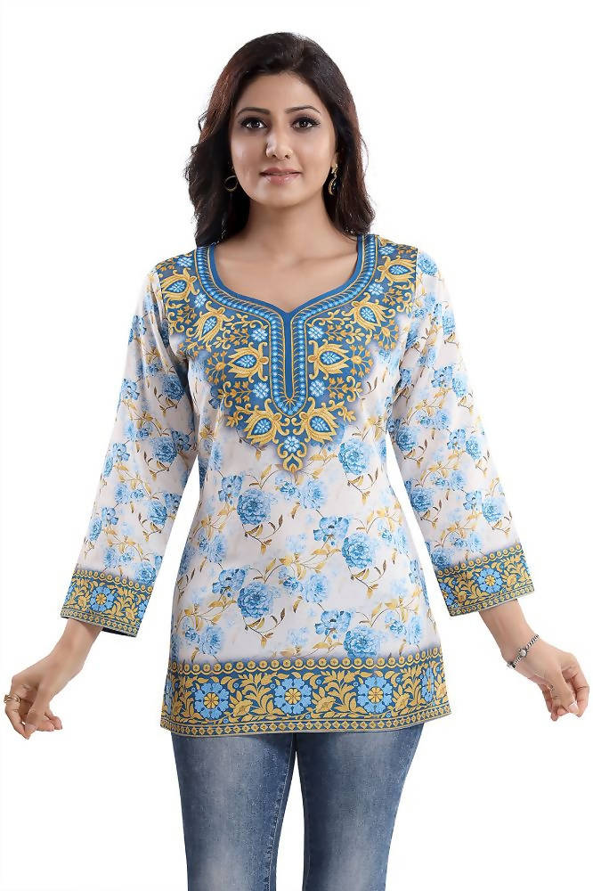 Snehal Creations Best Stylish Faux Crepe Printed Short Kurti Tunic