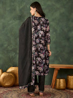 The52 Women's Beautiful Embroidery Work Chinon silk Fabric Straight Kurta Pant and Dupatta Set - Distacart