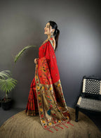 Joban Fashion Red Paithani Soft Silk Meenakari Saree - Distacart