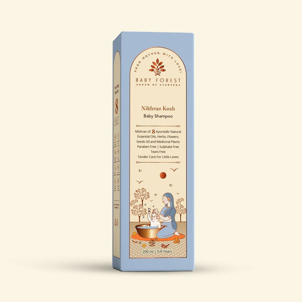 Baby Forest Nikhrae Kesh Baby Shampoo Contains 8 Ayurvedic Natural Essential Oils, Herbs, Flowers, Seeds oil