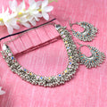 Mominos Fashion Johar Kamal Oxidised Silver-Plated Meena Work Choker Set - Distacart