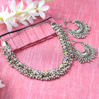 Mominos Fashion Johar Kamal Oxidised Silver-Plated Meena Work Choker Set - Distacart