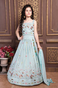 Kids Functional Designer Sky Georgette Lehenga Choli - Aaradhna