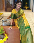 DEIANA'S Beautiful Designer Golden zari Soft Lichi Silk Saree - Yellow