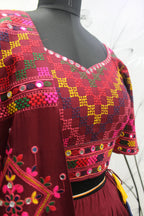 Multi Color Viscose Rayon Thread Embroidered Navratri Lehenga Choli with Dupatta - Raas