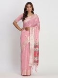 Shree Shyam Fashion Linen Cotton Light Pink Saree - Distacart
