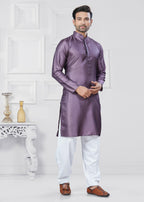 Joban Fashion Men's Jacquard Silk Purple Printed Kurta Pyjama set