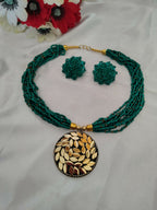 Inhanns All-Day Statement Beaded Necklace Set - Sea Green