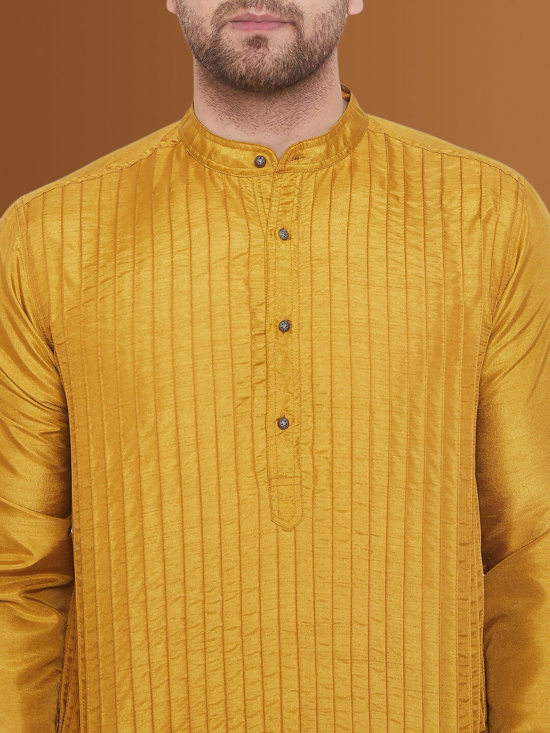 Even Apparels Men's Pintuck Fancy Beige Kurta