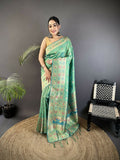 Joban Fashion Sea Green Geometric Pattern Soft Silk Patola Saree - Distacart