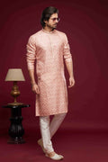 Raivat Ethnic Art Silk Digital Print Pintux Work Kurta Pajama In Pink Colour