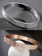 NVR Men's Set of 2 Rhodium-Plated Stainless Steel Kada Bracelet - Distacart