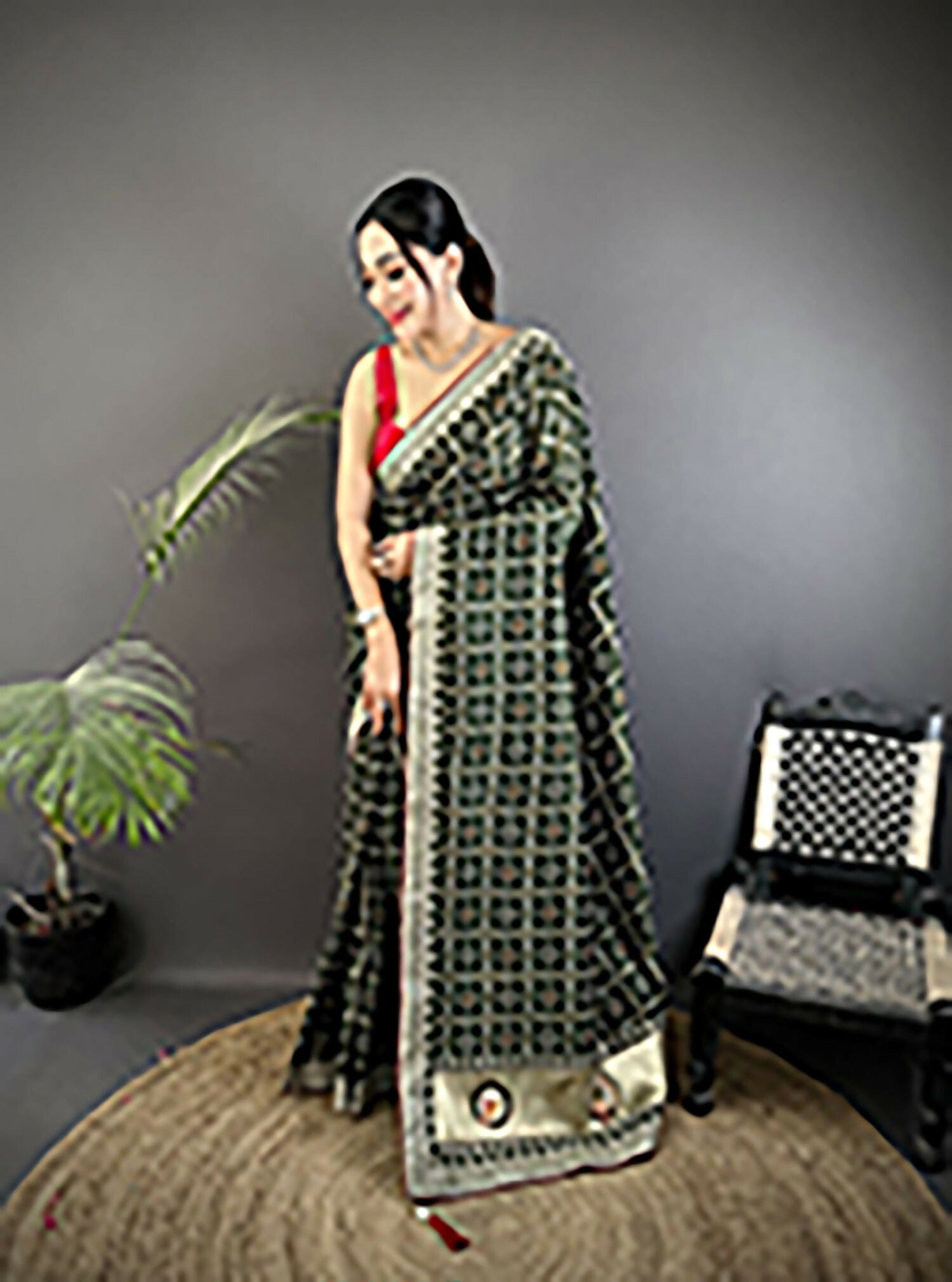 Joban Fashion Dark Green Bandhej Bandhani Vichitra Silk Bandhani Prints Saree - Distacart