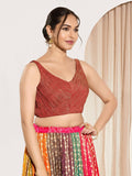 Joban Fashion Rust Tissue Padded Blouse With Sweetheart Neck Sleeveless - Distacart