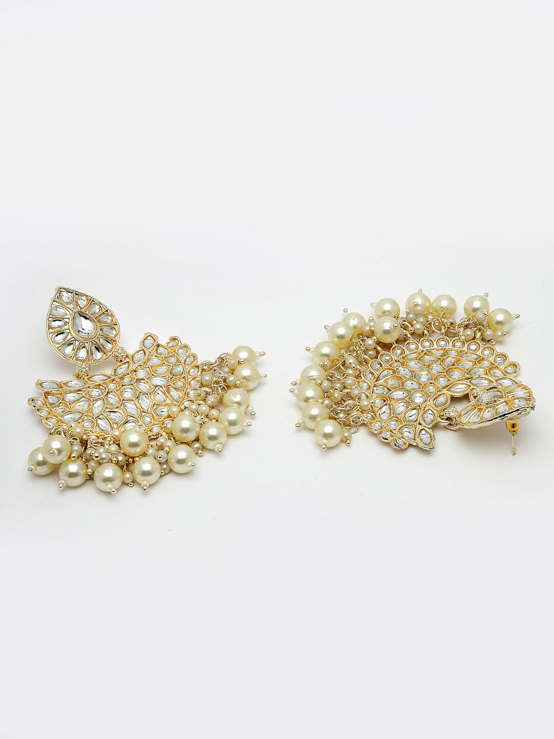NVR Women Gold-Plated Kundan Chandbali Earrings - Distacart