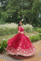 Lorenvalley Ranipink Rangoli Silk Heavy Sequins & Thread Embroidered work Lehenga Choli
