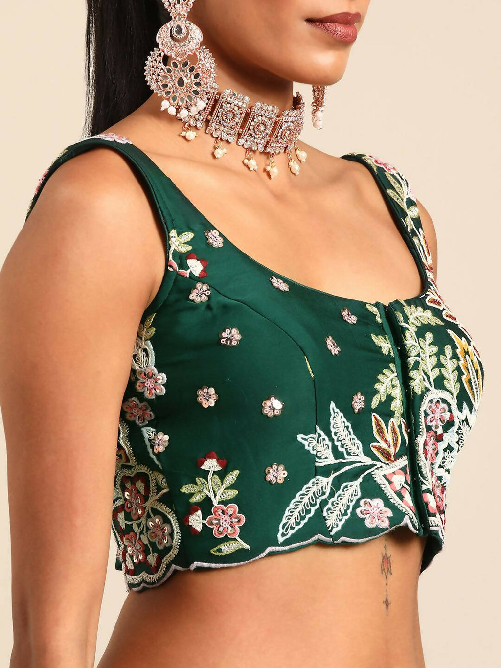 House of Panchhi Green Georgette Sequins and thread embroidery Lehenga choli & Dupatta
