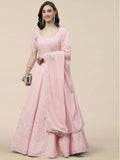 Pink Georgette Thread with Sequins Embroidered work Lehenga Choli with Dupatta - Jivika