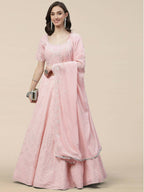 Pink Georgette Thread with Sequins Embroidered work Lehenga Choli with Dupatta - Jivika
