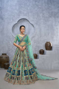 Kesar Fab Green Organza Embroidered Lehenga