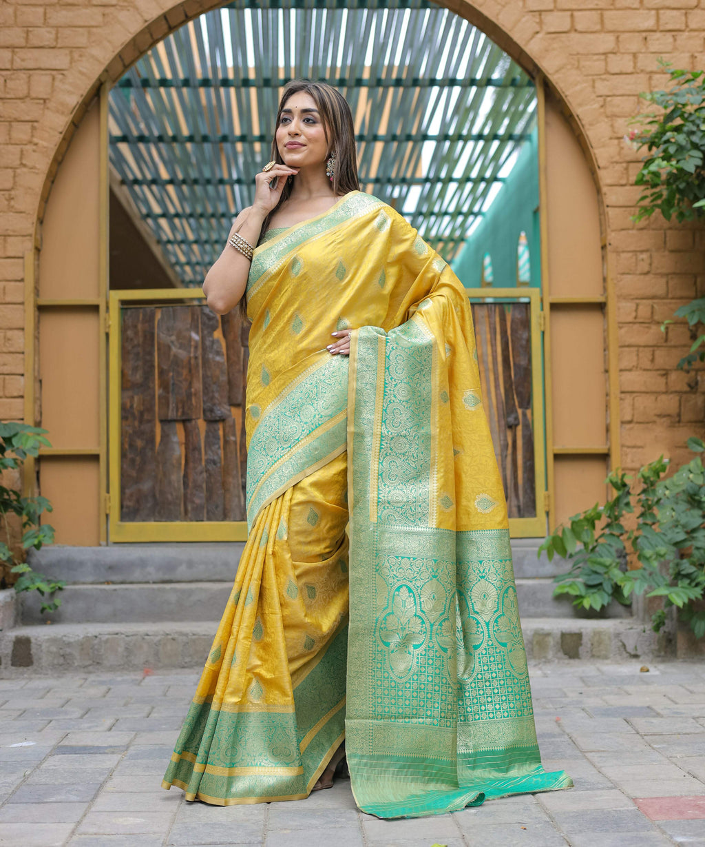 Vamsee Madhavi Yellow Soft Silk Saree
