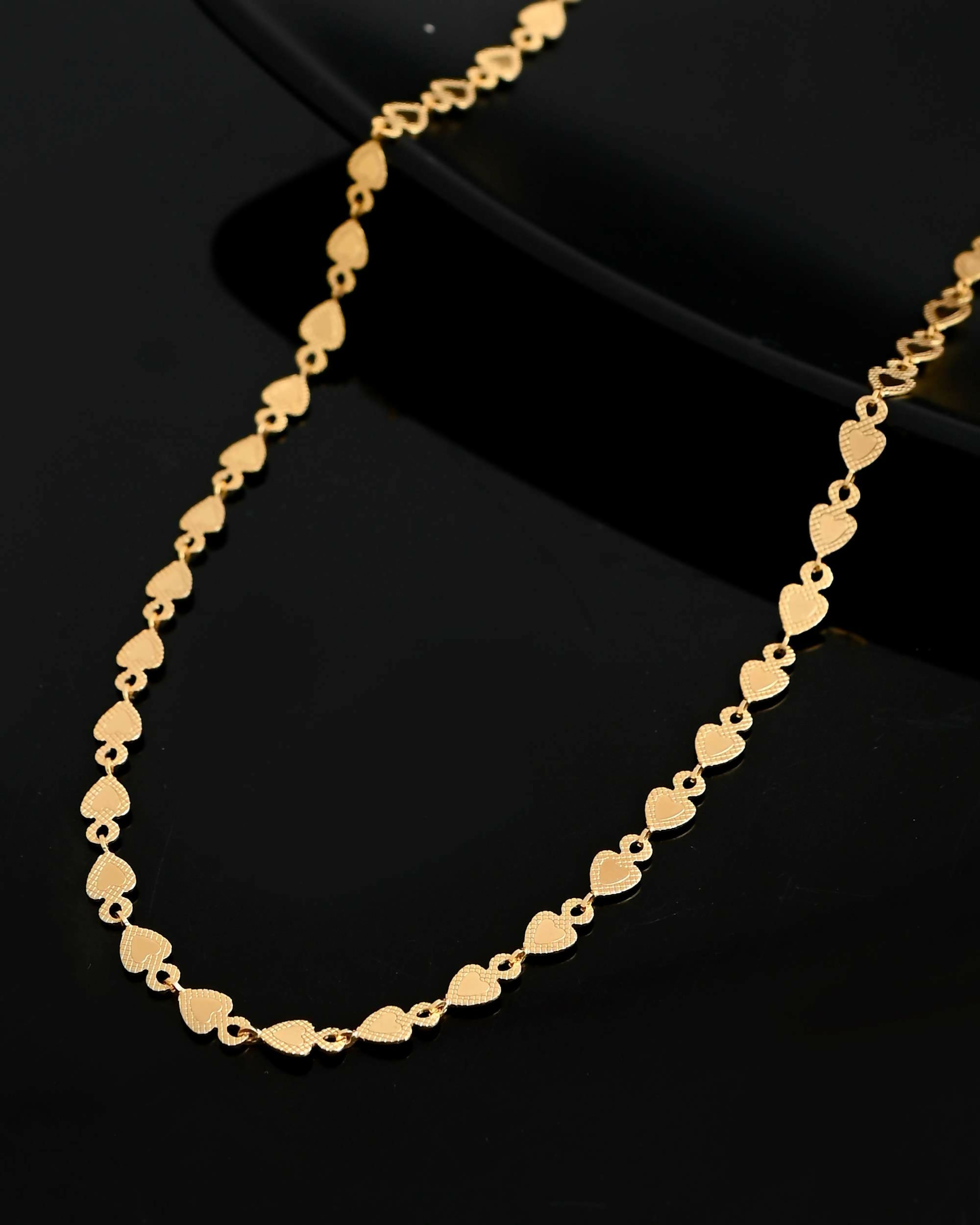 VOJ Gold-Polished Heart Shaped Chan for Women
