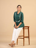 Womens Green Rayon Solid Top - Keeva
