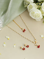 Ruby Raang Maang Tikka With Necklace And Earrings Set - Distacart
