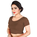 Vamika Beautiful Brown Lycra Plain Blouse - Distacart