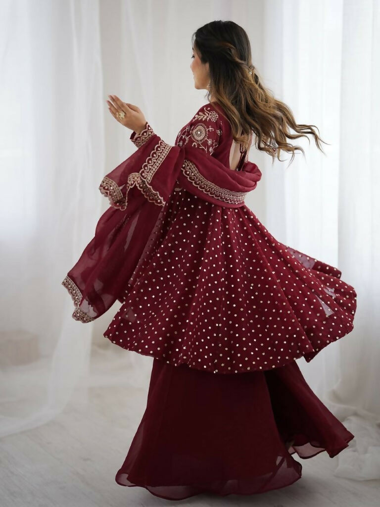 Teeya Creation Maroon Color Embroidery Work Wedding Wear Salwar Suit - Distacart