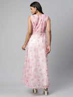 Ahalyaa Women Pink Organza Digital Printed Dress - Distacart