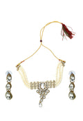 Mominos Fashion Johar Kamal Gold-Plated Brass Finish Kundan/Stone Choker For Women (White) - Distacart
