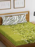 Vamika Printed Cotton Mehandi Color Bedsheet With Pillow Covers (LEOC_1_M)