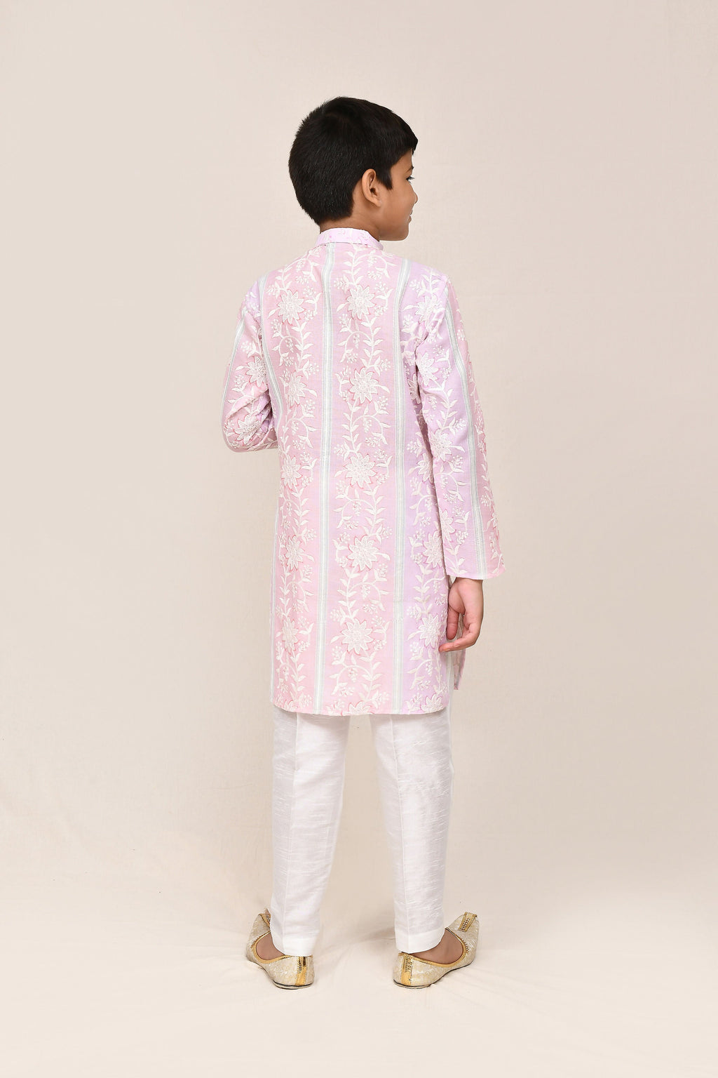 Joban Fashion Cotton Pink & Light Purple Kurta With Straight Fit Pant