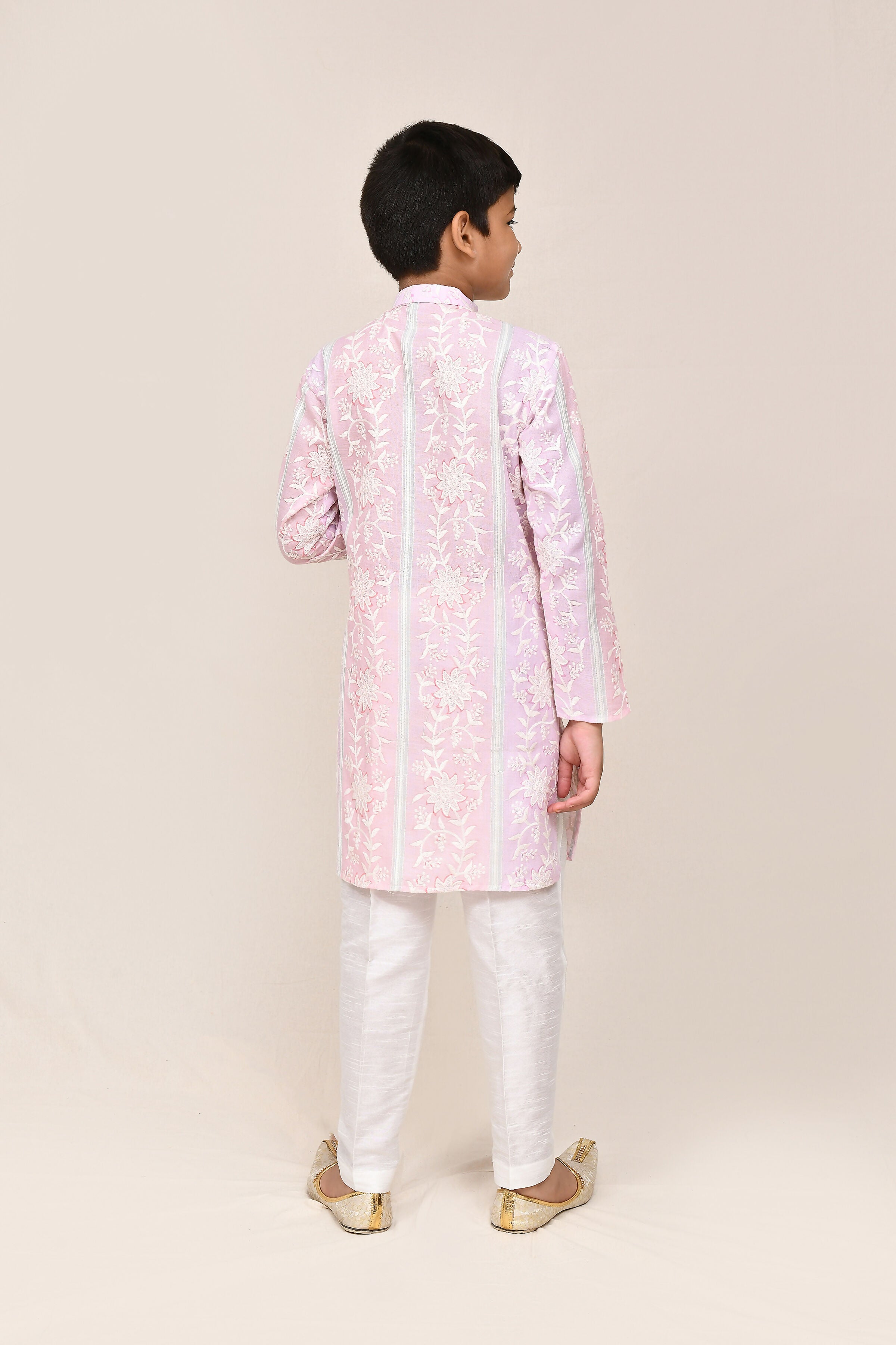 Joban Fashion Cotton Pink & Light Purple Kurta With Straight Fit Pant