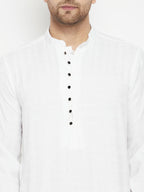 Even Apparels White Viscose Long Men's Kurta With Band Collar - Distacart