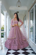 Eilara Glamorous Dusty Pink Butterfly Net With Tone To Tone Thread And Sequence Embroidered Work Lehenga Choli For Wedding