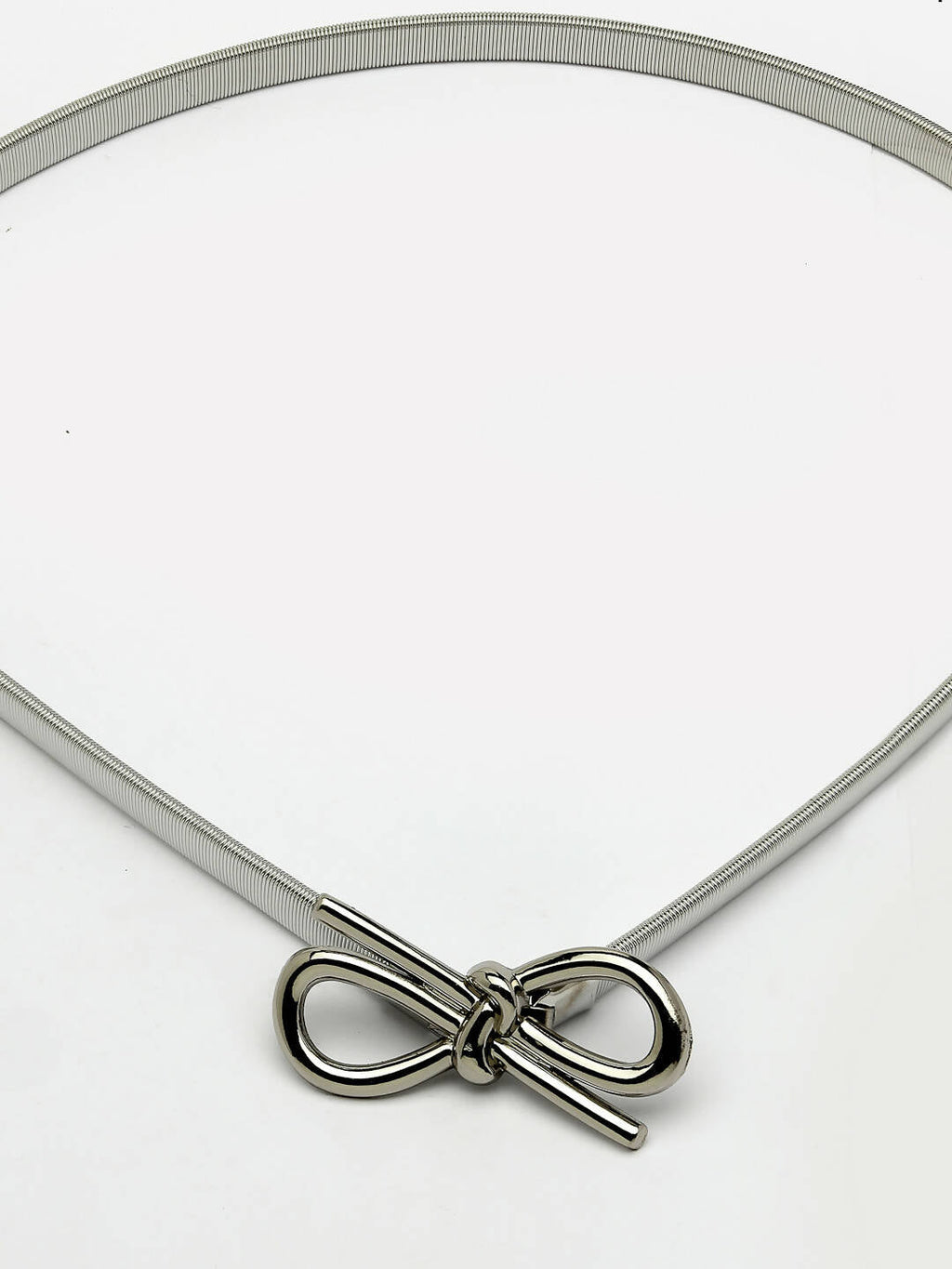 NVR Women Circular Silver Plated Stretchable Metal Belt