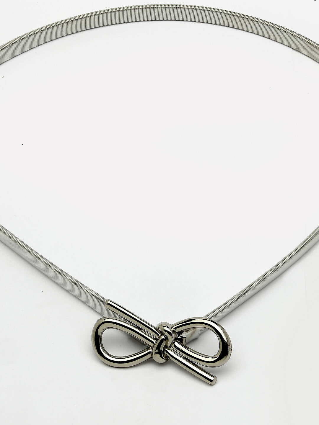 NVR Women Circular Silver Plated Stretchable Metal Belt