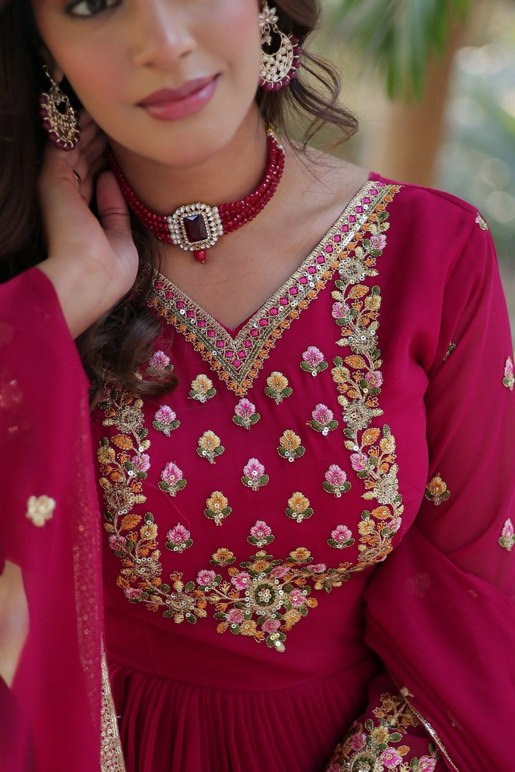 Joban Fashion Pink Georgette Sequence Embroidery Work Kurta Set - Distacart